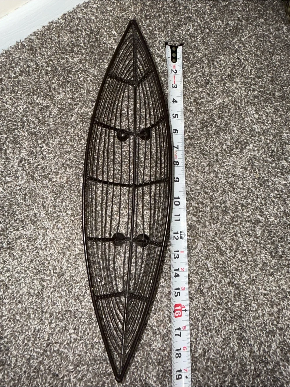 Black metal wire canoe shape basket decoration